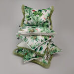 luxury velvet tropical print cushions 1