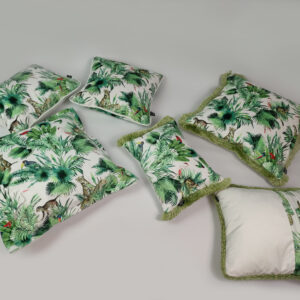 tropical velvet cushions with piping border fringe set of 6 1 1