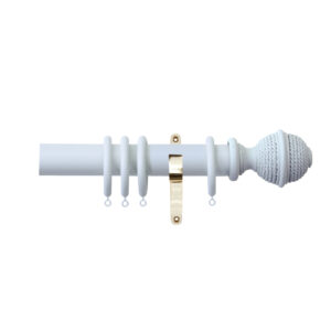 H4142F Mist Woven Rope Finial With Brass Brackets