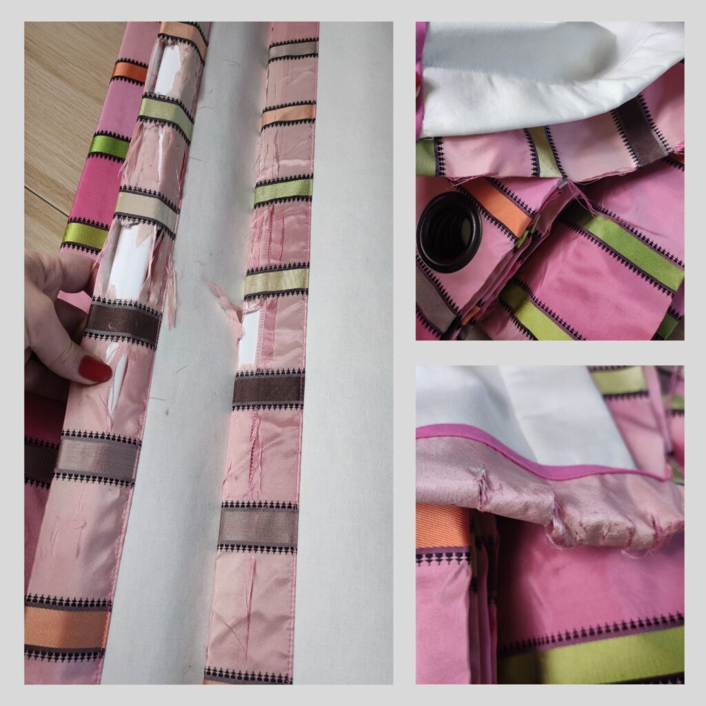 UV Damage Repair – Roman Blind with Contrast Border Finish Roman blind edge repair with contrast border for sun-damaged fabric