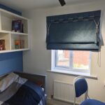 FringeFinesse roman blind cerulean scaled