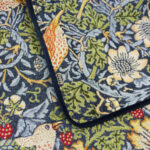 avery tapestry cobalt bed runner close up