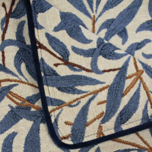 willow tapestry cobalt bed runner close up