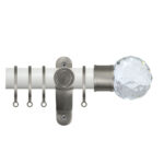 Renaissance Accents 35mm Chalk White Luxury Pole Clear Crystal Cut Diamond Finial