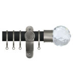 Renaissance Accents 35mm Coal Black Luxury Pole Clear Crystal Cut Diamond Finial