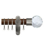 Renaissance Accents 35mm Dark Oak Luxury Pole Clear Crystal Cut Diamond Finial