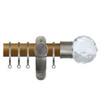 Renaissance Accents 35mm Mid Oak Luxury Pole Clear Crystal Cut Diamond Finial